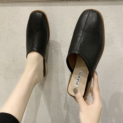 Sandalias de Cuero Suave con Tacón Bajo Baotou para Mujer - Image 10