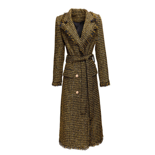 Abrigo Tweed con Cabeza de Tigre y Borlas - Cuello Elegante Manga Larga - Image 2
