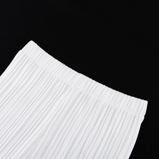 Conjunto Elegante Mujer: Pantalón Plisado Blanco y Playera Cuello Redondo - Image 17