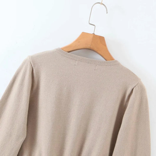 Cardigan Tejido Corto con Bordado de Letras Estilo Británico - Image 28