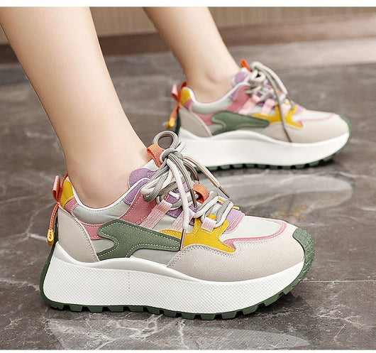 Tenis Dad Shoes Mujer Verano Otoño con Plataforma y Detalles en Contraste - Image 10