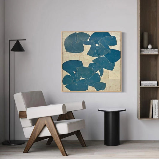 Cuadro Abstracto Azul Moderno Pintado a Mano - Óleo sobre Lienzo para Sala - Image 5