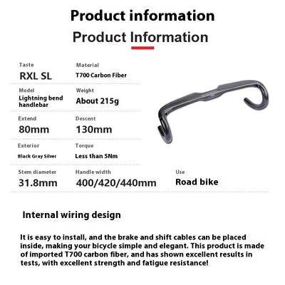 Manillar de Carbono Ultraligero para Bicicleta de Ruta - Accesorios Premium - Image 2