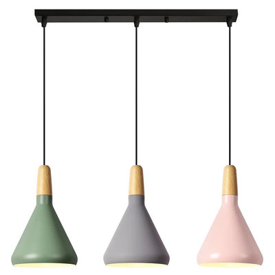 Lámpara Colgante Nórdica de Madera Sólida y Aluminio Diseño Minimalista - Image 5