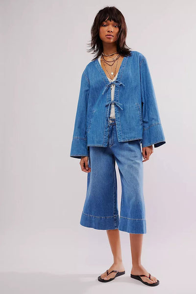 Chaqueta Camisa Denim Lavado con Bolsillos y Mangas Largas - Image 8