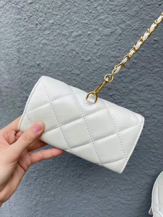 Bolso Mini Cuadrado con Cadena de Diamantes y Labial - Image 6