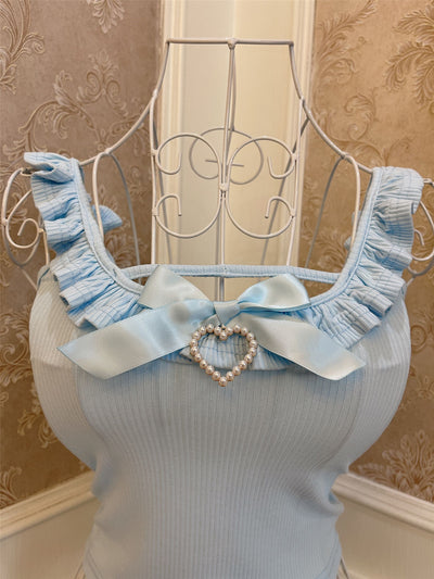 Musculosa Corazón Diamante con Moño Azul Cielo - Image 3