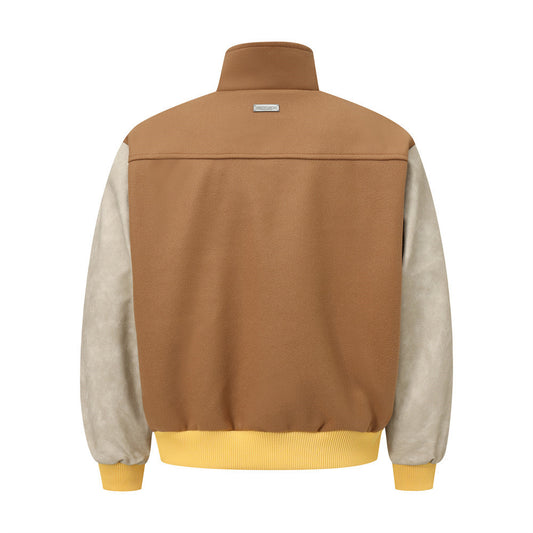 Chaqueta Deportiva Beisbolera Hombre con Contraste de Piel PU - Image 2