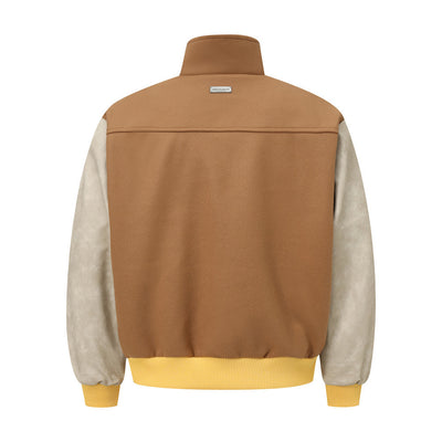 Chaqueta Deportiva Beisbolera Hombre con Contraste de Piel PU - Image 2