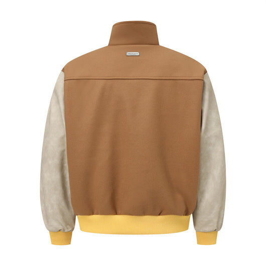 Chaqueta Deportiva Beisbolera Hombre con Contraste de Piel PU - Image 2