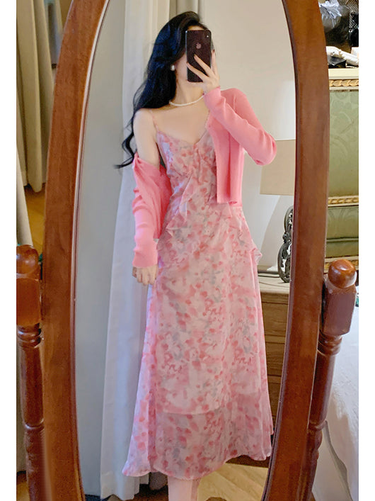 Conjunto de Dos Piezas Vestido Halter Floral Rosa - Image 9