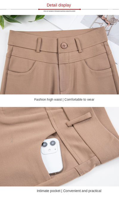 Pantalones de Cintura Alta Elásticos en Colores Sólidos para Mujer - Image 18