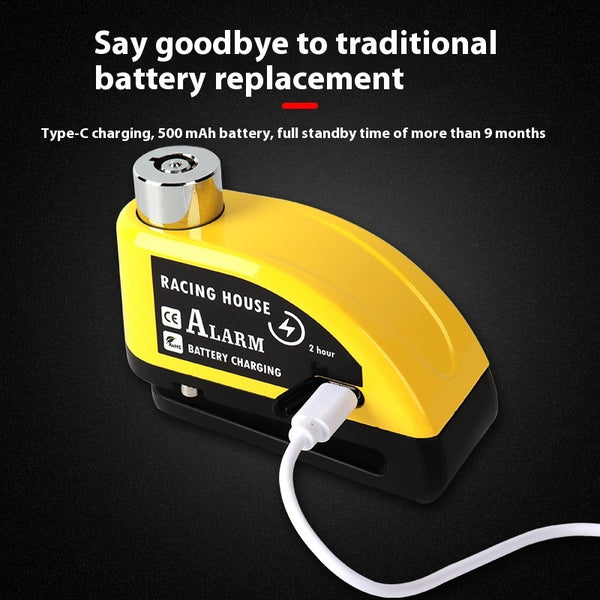 Candado de Disco con Alarma Antirrobo Portátil para Bicicleta y Vehículos Eléctricos