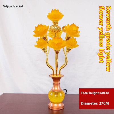 Linterna LED de Loto en Vidrio Coloreado para Altar Budista - Image 18