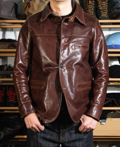 Chaqueta de Cuero Pesado Largo para Hombre - Image 8