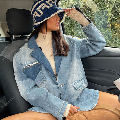 Chaqueta Denim Retro Americana Azul Super Fire - Image 3
