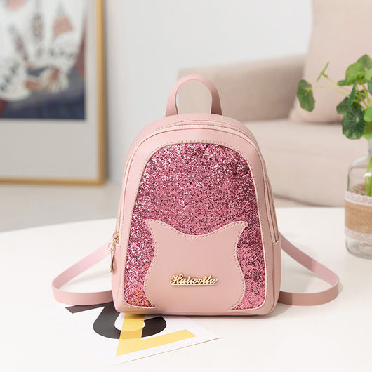 Mochila Mini Brillante para Mujer - Bolso Versátil con Lentejuelas y Monedero