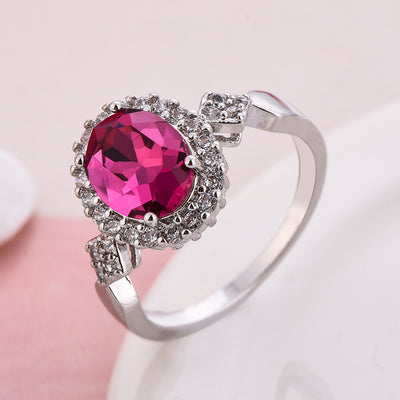 Anillo de Cristal Rojo con Temperamento y Elegancia - Image 2