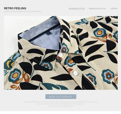 Camisa Casual Hombre Estilo Japonés con Estampado - Image 9