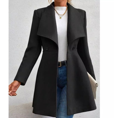 Abrigo Largo de Lana con Solapa Elegante para Mujer, Corte Ajustado - Image 17