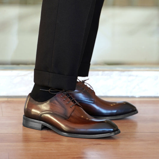 Zapatos de Cuero Vintage con Punta Cuadrada para Hombre - Image 3