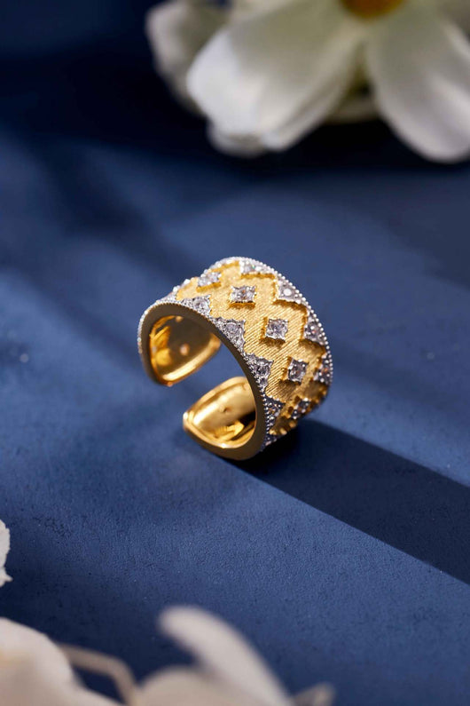 Anillo Estrella Bicolor Ancho Estilo Europeo y Americano - Image 6
