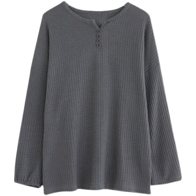 Blusa Suelta y Entallada Talla Grande Cuello Redondo Color Liso - Image 5