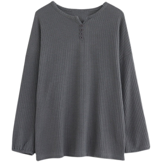 Blusa Suelta y Entallada Talla Grande Cuello Redondo Color Liso - Image 5