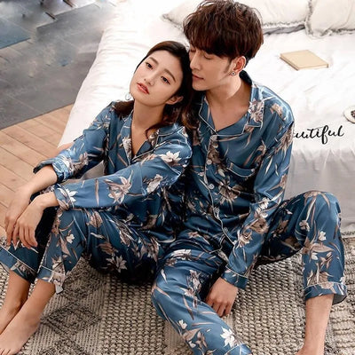 Pijamas de Seda para Parejas - Manga Larga Fresca y Cómoda - Image 22