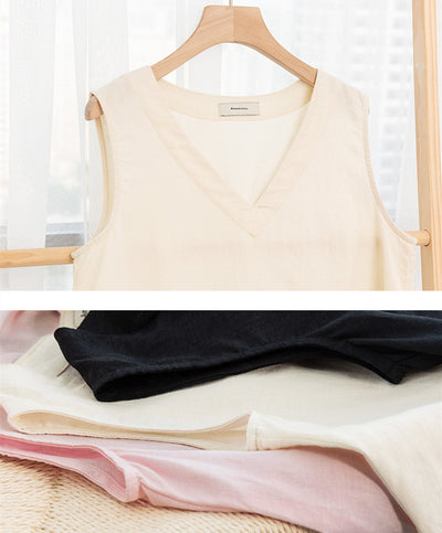 Blusa de Lino Puro Escote V sin Mangas para Mujer - Image 19