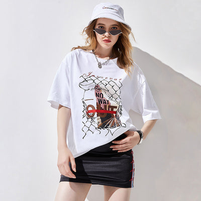 Camiseta Estampada Manga Corta Suelta Algodón Casual Estilo Europeo - Image 9