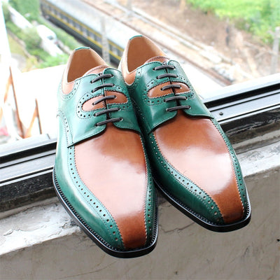 Zapatos de Cuero Ejecutivo con Diseño Británico y Combinación de Colores