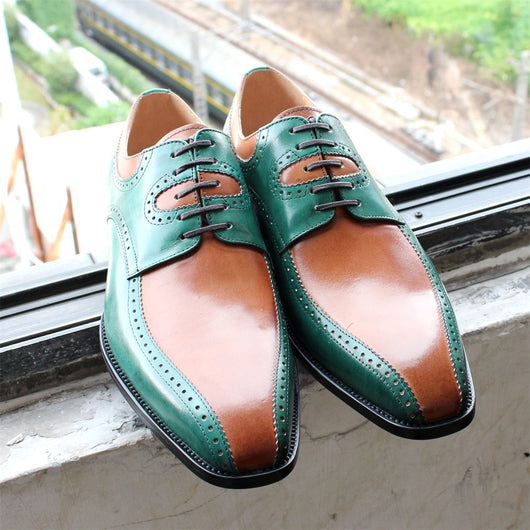 Zapatos de Cuero Ejecutivo con Diseño Británico y Combinación de Colores