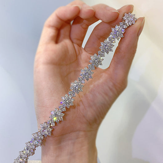 Pulsera de Plata S925 con Diamante Artificial Girasol Incrustado - Image 11