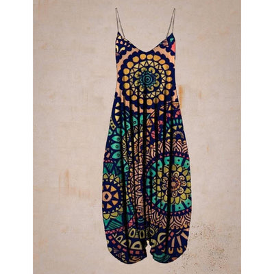 Jumpsuit Holgado con Estampado Étnico y Tirantes para Playa - Talla Plus - Image 5