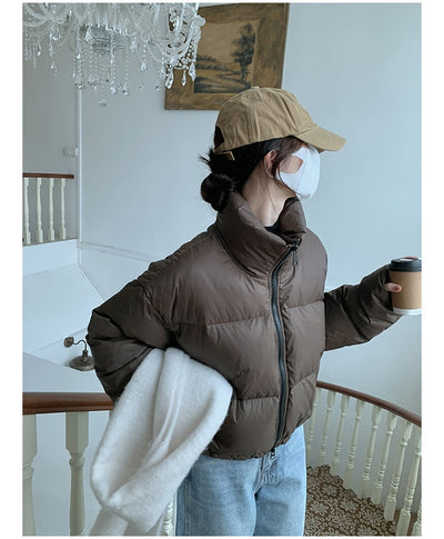 Chaqueta Acolchada Corta con Cuello Alto Estilo Americano para Mujer - Image 18