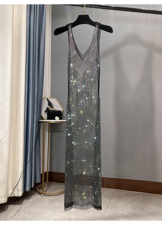 Falda Larga Brillante de Malla con Strass para Niña - Image 5