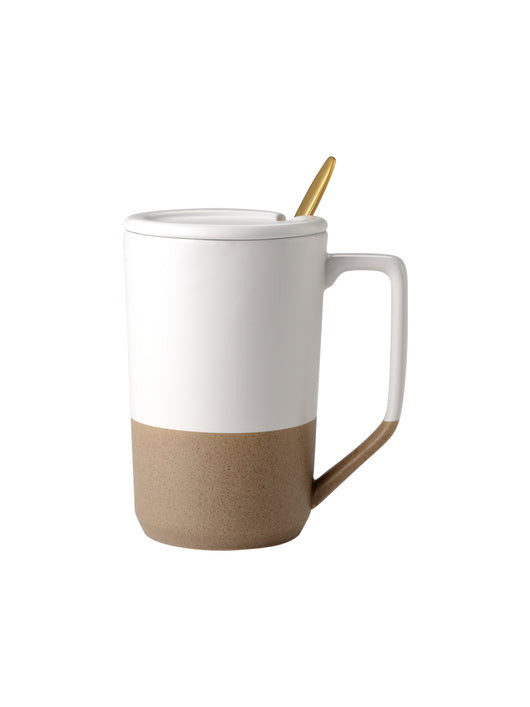 Taza Cerámica Retro Japonesa Grande con Tapa y Cuchara - Image 15