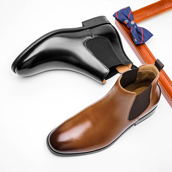 Botas Chelsea Retro Británicas de Cuero para Hombre con Forro Térmico
