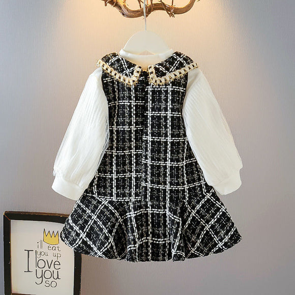 Conjunto Elegante para Niña Estilo Coreano - Chaleco y Vestido Occidental de Dos Piezas