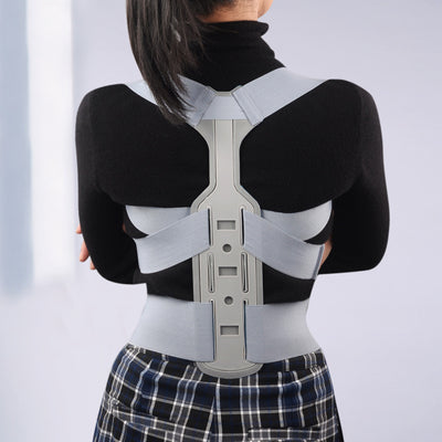 Grey and blue posture correction belt with elastic nylon straps and a central blue support panel. - Image 5