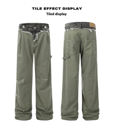 Pantalones Cargo Rotos Rectos Estilo Logging Casual - Image 7