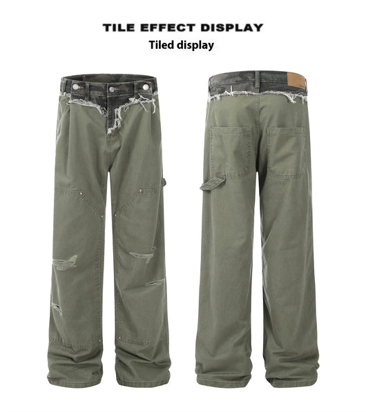 Pantalones Cargo Rotos Rectos Estilo Logging Casual - Image 7