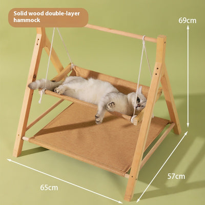 Hamaca Doble para Gatos de Madera - Cama Térmica 4 Estaciones - Image 8
