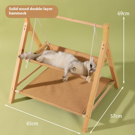 Hamaca Doble para Gatos de Madera - Cama Térmica 4 Estaciones - Image 8