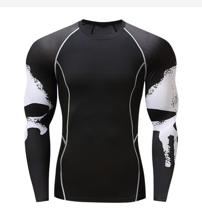 Playera Deportiva Manga Larga con Diseño Calavera - Ajuste Compresión Quick Dry para Hombre - Image 4