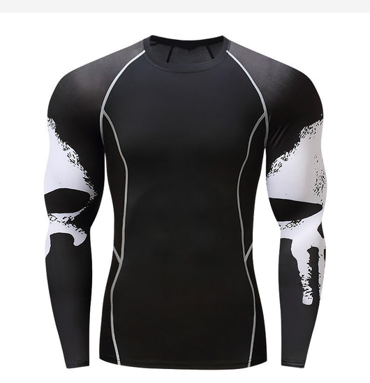 Playera Deportiva Manga Larga con Diseño Calavera - Ajuste Compresión Quick Dry para Hombre - Image 4