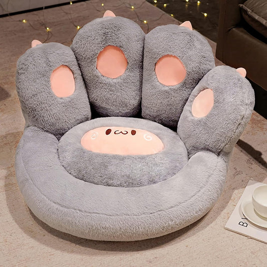 Cojín de Piso con Forma de Pata de Gato - Almohada Extraíble de Felpa para Silla Gamer y Descanso