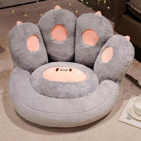 Cojín de Piso con Forma de Pata de Gato - Almohada Extraíble de Felpa para Silla Gamer y Descanso