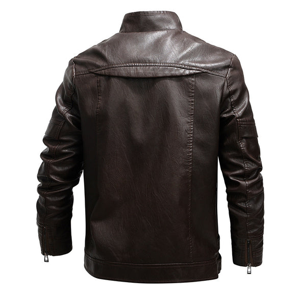 Abrigo de Cuero Suelto con Solapas para Hombre